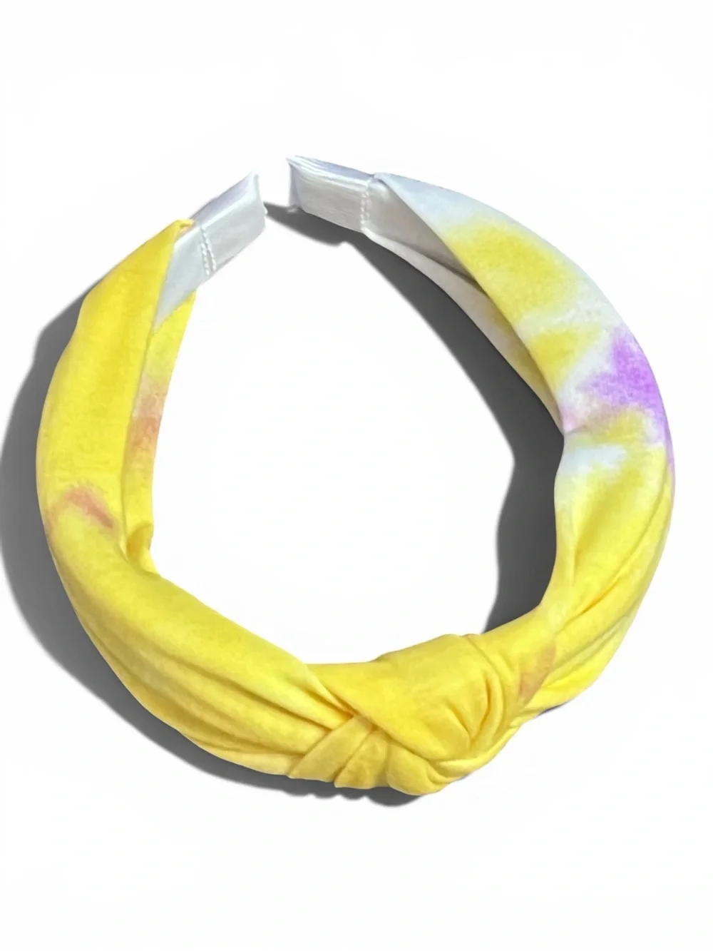 Tie Dye Knotted Top Knot Headband Yellow Purple Summer Pastel